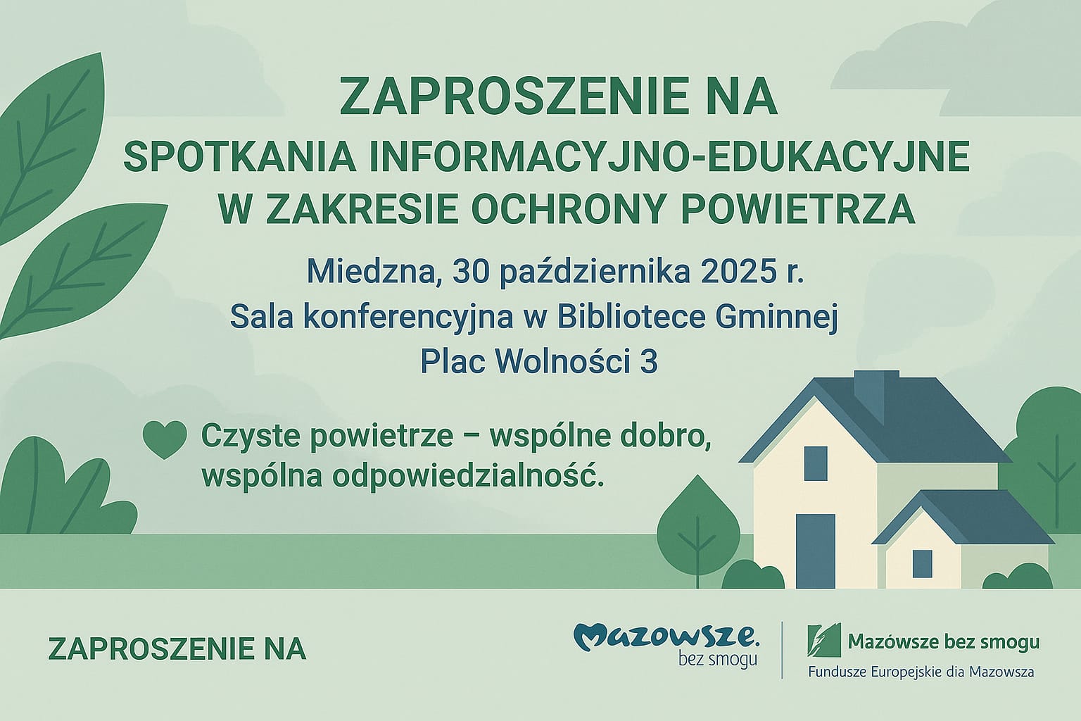 Zaproszenie na spotkania informacyjno-edukacyjne w zakresie ochrony powietrza