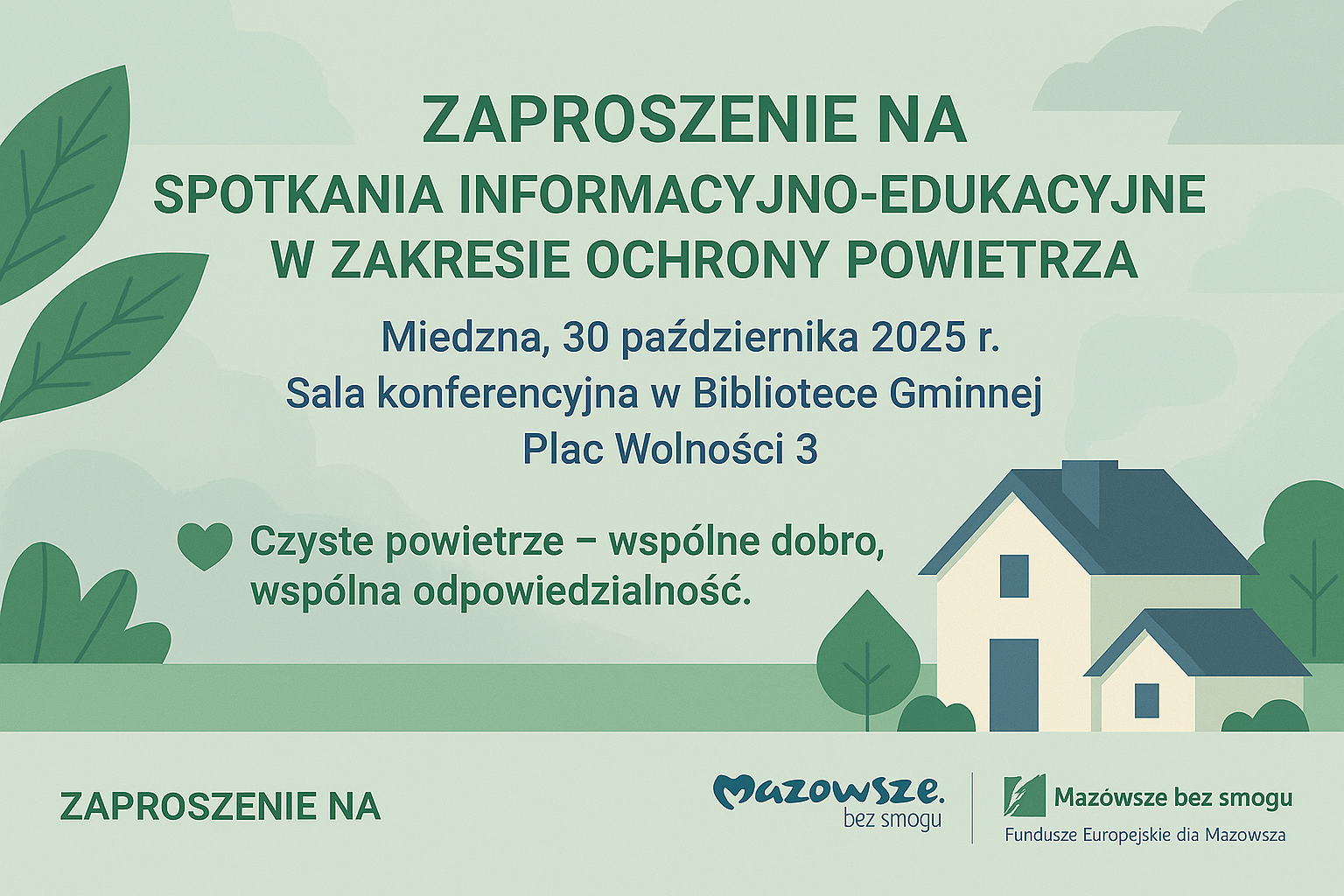 Zaproszenie na spotkania informacyjno-edukacyjne w zakresie ochrony powietrza